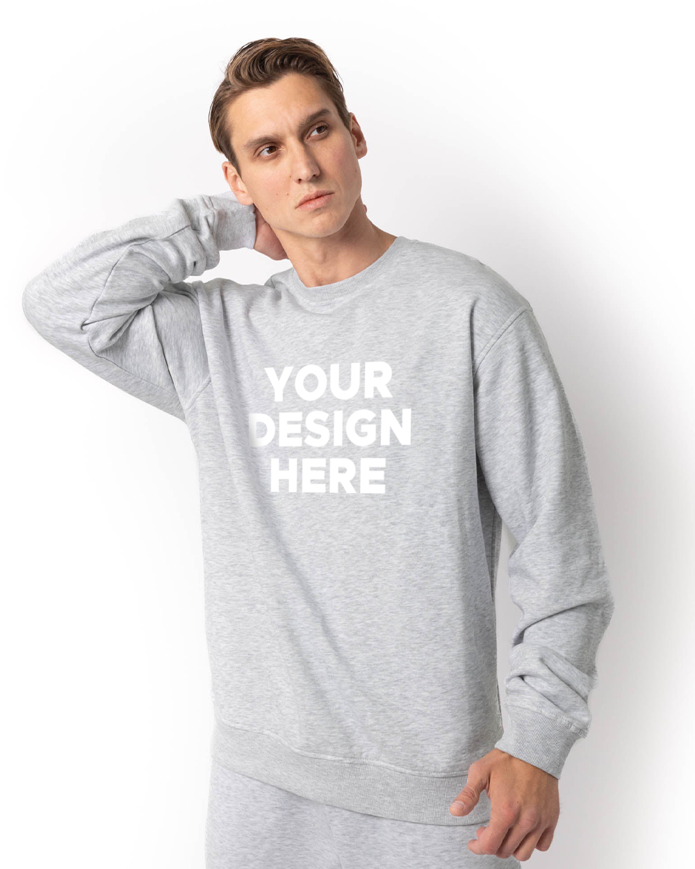 Sweat-shirt ras du cou unisexe HERO-1020 - Ash Heather