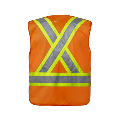 L01145 - Vanguard - Tricot Hi-Vis 5 Point Tear-Away Vest - Dual Sized