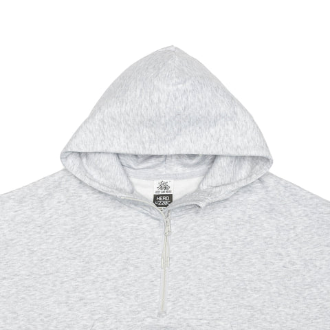 HERO-4220C Cropped Drop Shoulder Scuba 1/2 Zip Hoodie - Ash Heather