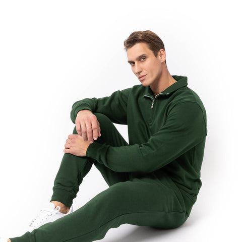HERO-4020 Unisex Quarter Zip Sweatshirt - Forest Green