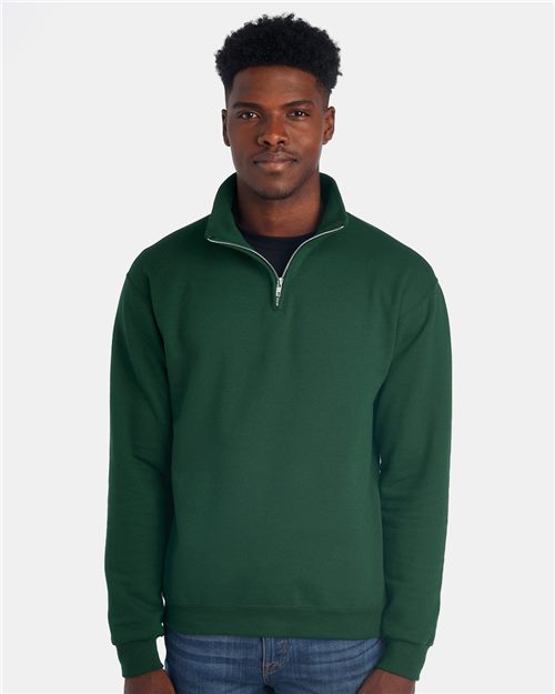 Sweat-shirt unisexe Nublend® à col cadet et fermeture éclair quart de tour