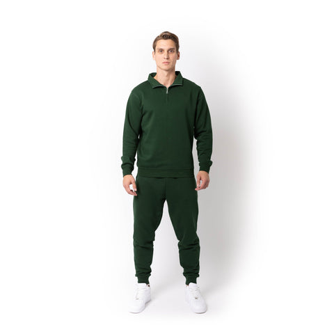 HERO-4020 Unisex Quarter Zip Sweatshirt - Forest Green